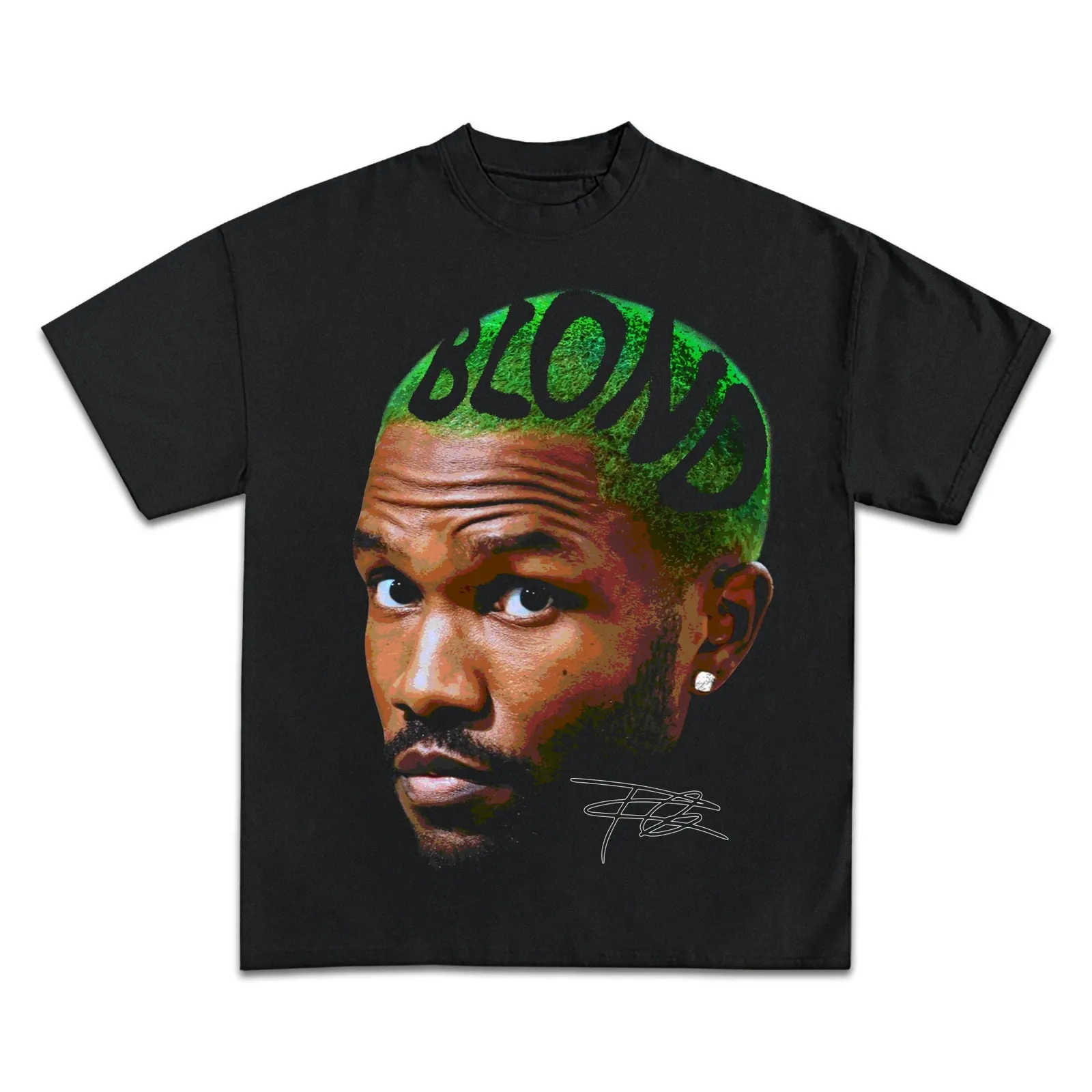 Frank Ocean Blond Graphic T-Shirt, Hoodie and Sweatshirt, Green Hair Portrait, Alternative R&B Music Streetwear Tee