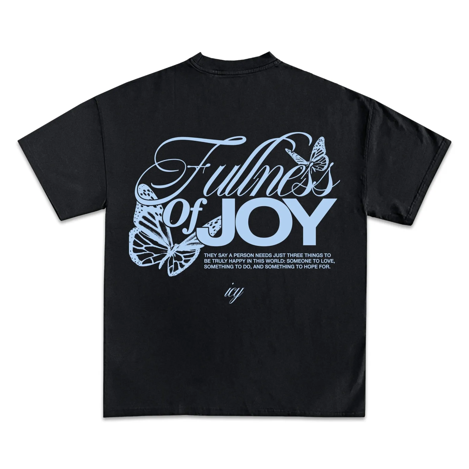 Fullness of Joy Graphic Tee, Hoodie, Sweatshirt, Butterfly Script Typography Faith Inspired Streetwear Oversized Shirt