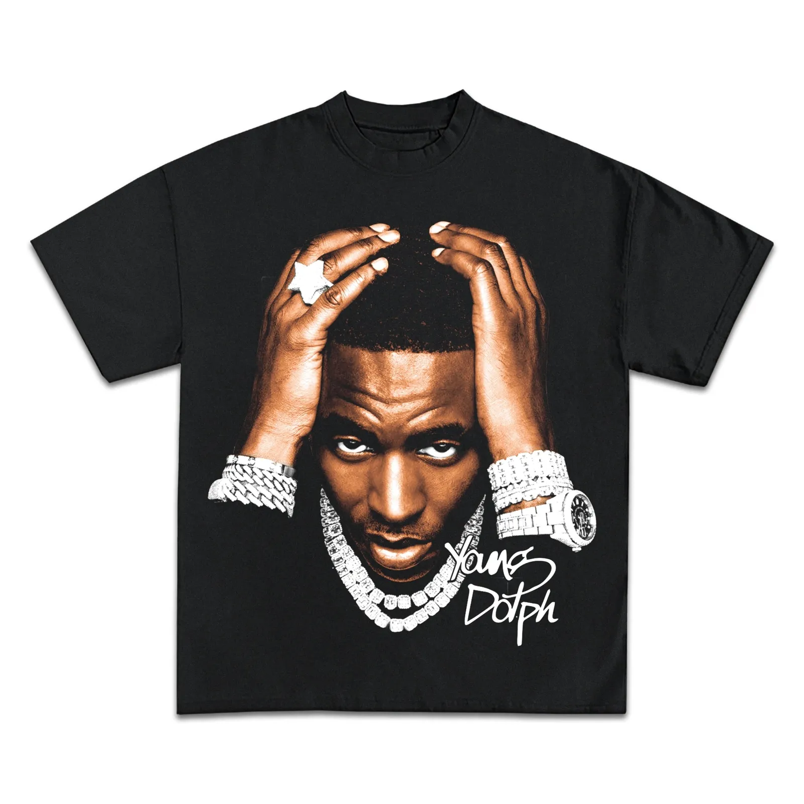 Young Dolph Graphic Tee, Hip Hop Rapper Portrait T-Shirt, Hoodie and Sweatshirt, Diamond Chains Rap Streetwear