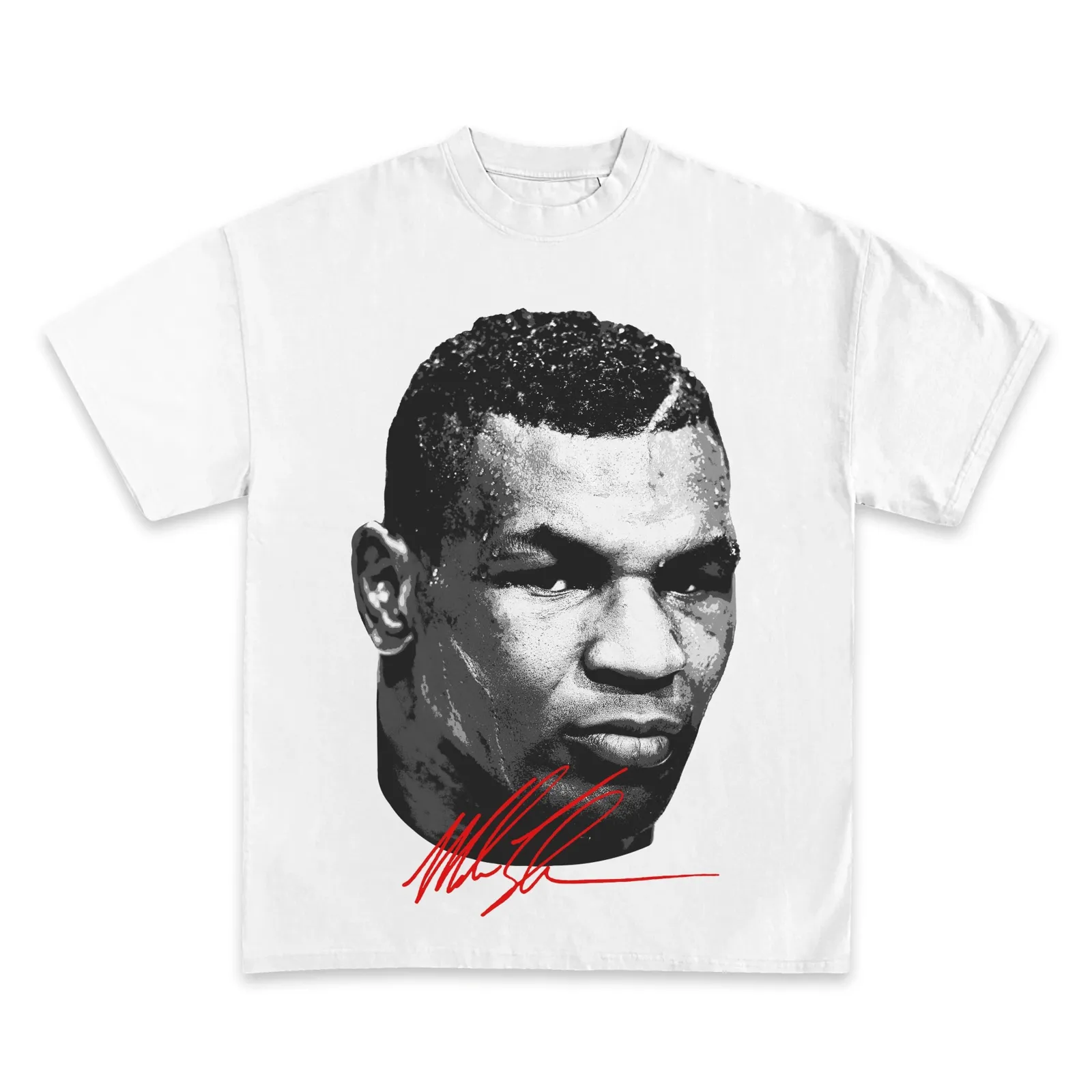Mike Tyson Face Graphic T-Shirt, Boxing Legend Tee, Hoodie and Sweatshirt, Black and White Red Signature Streetwear