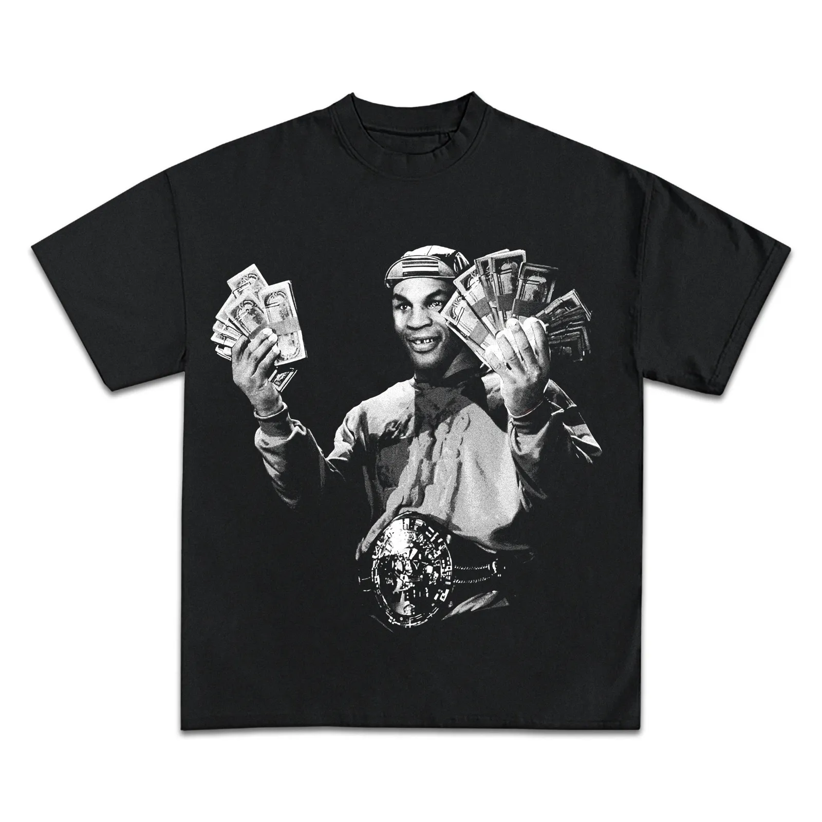 Mike Tyson Cash Belt Graphic T-Shirt, Boxing Champion Tee, Hoodie and Sweatshirt, Black and White Vintage Streetwear