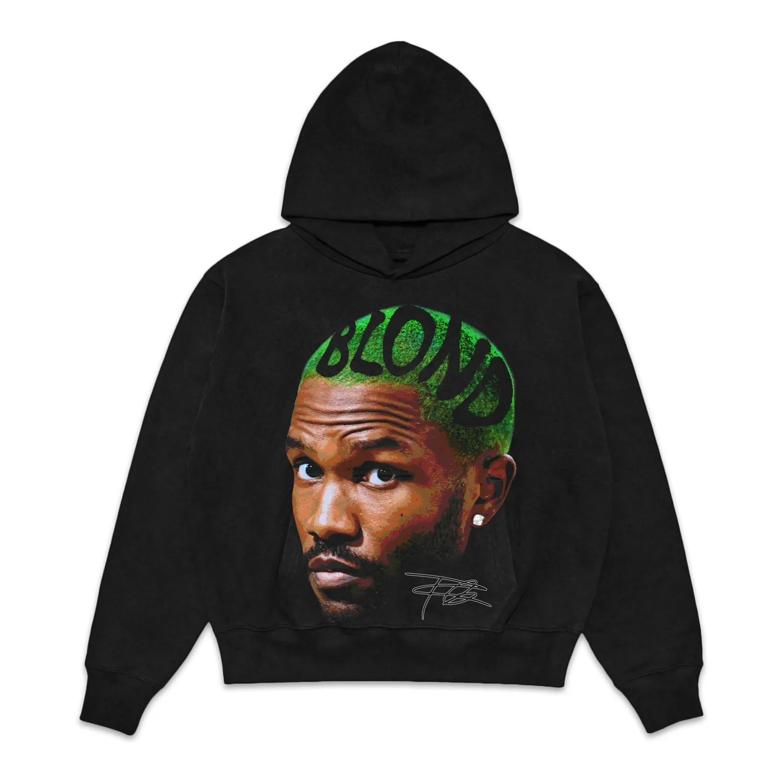 Frank Ocean Blond Face Graphic Hoodie, Green Hair Album Art Streetwear, T-Shirt and Sweatshirt, Hip Hop Oversized Style