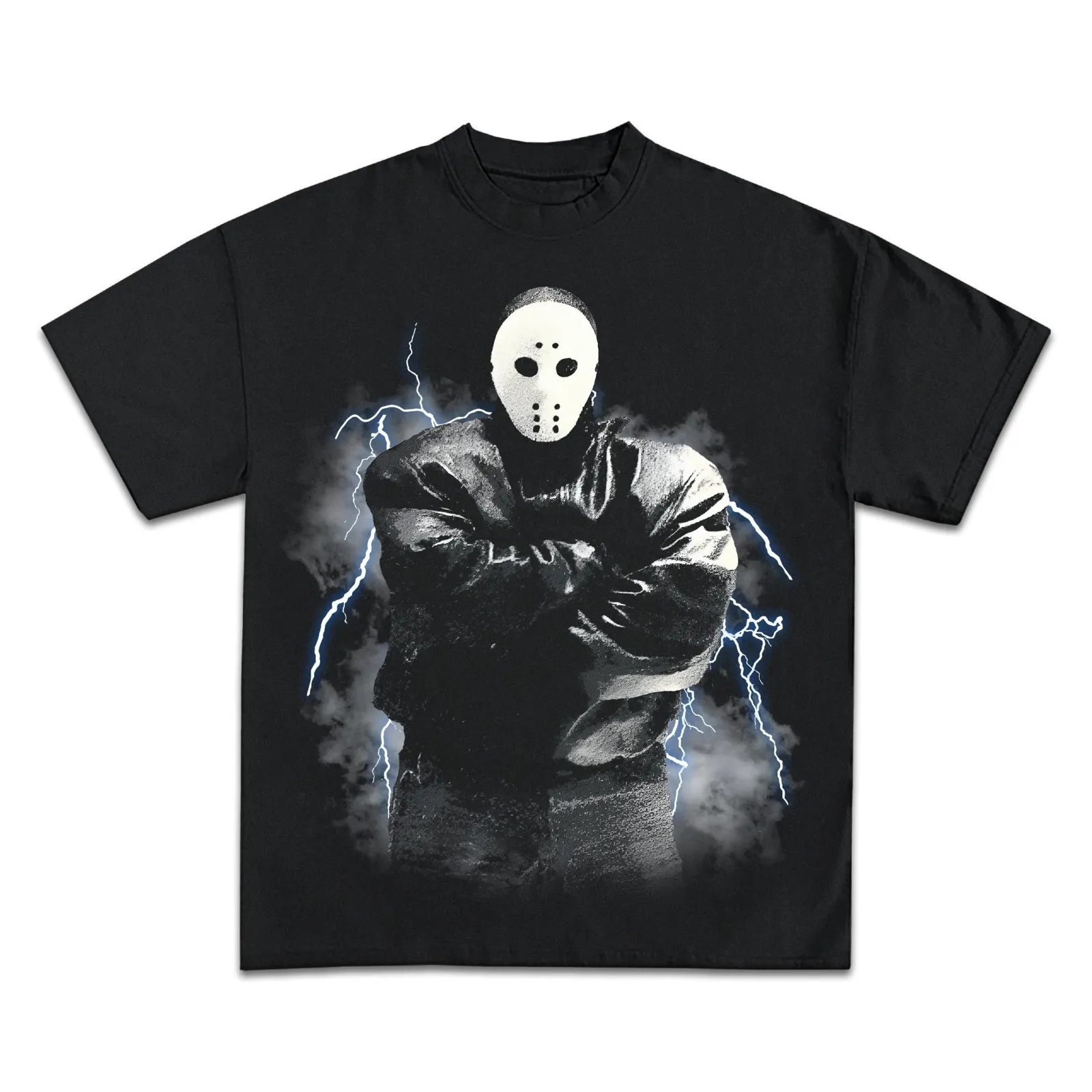 Kanye West Graphic T-Shirt, Hockey Mask Lightning Portrait Hip Hop Tee, Hoodie, Sweatshirt, Vintage Streetwear Oversized