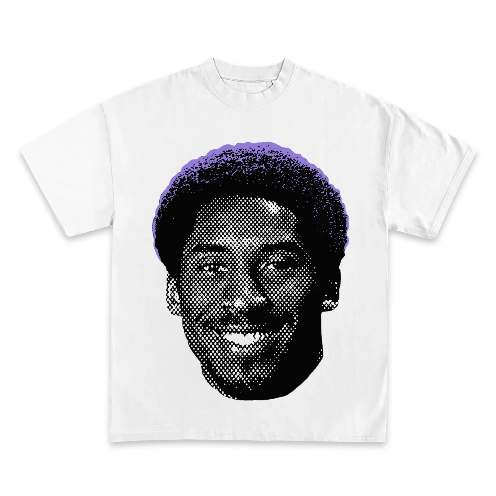 Kobe Bryant Afro Graphic T-Shirt, Hoodie and Sweatshirt, Halftone Portrait Streetwear, Purple and Black Basketball Tee