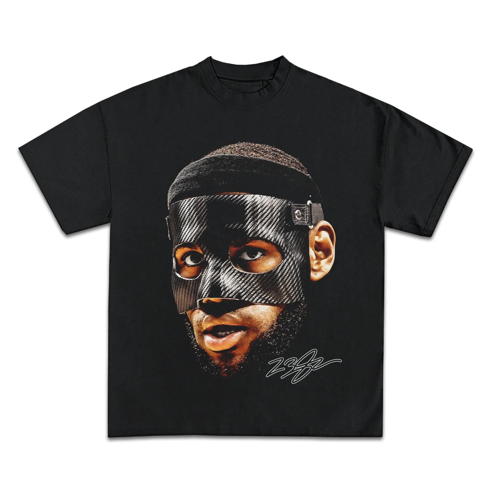 LeBron James Masked Graphic T-Shirt, Hoodie and Sweatshirt, Carbon Face Mask Portrait, Basketball Streetwear Tee