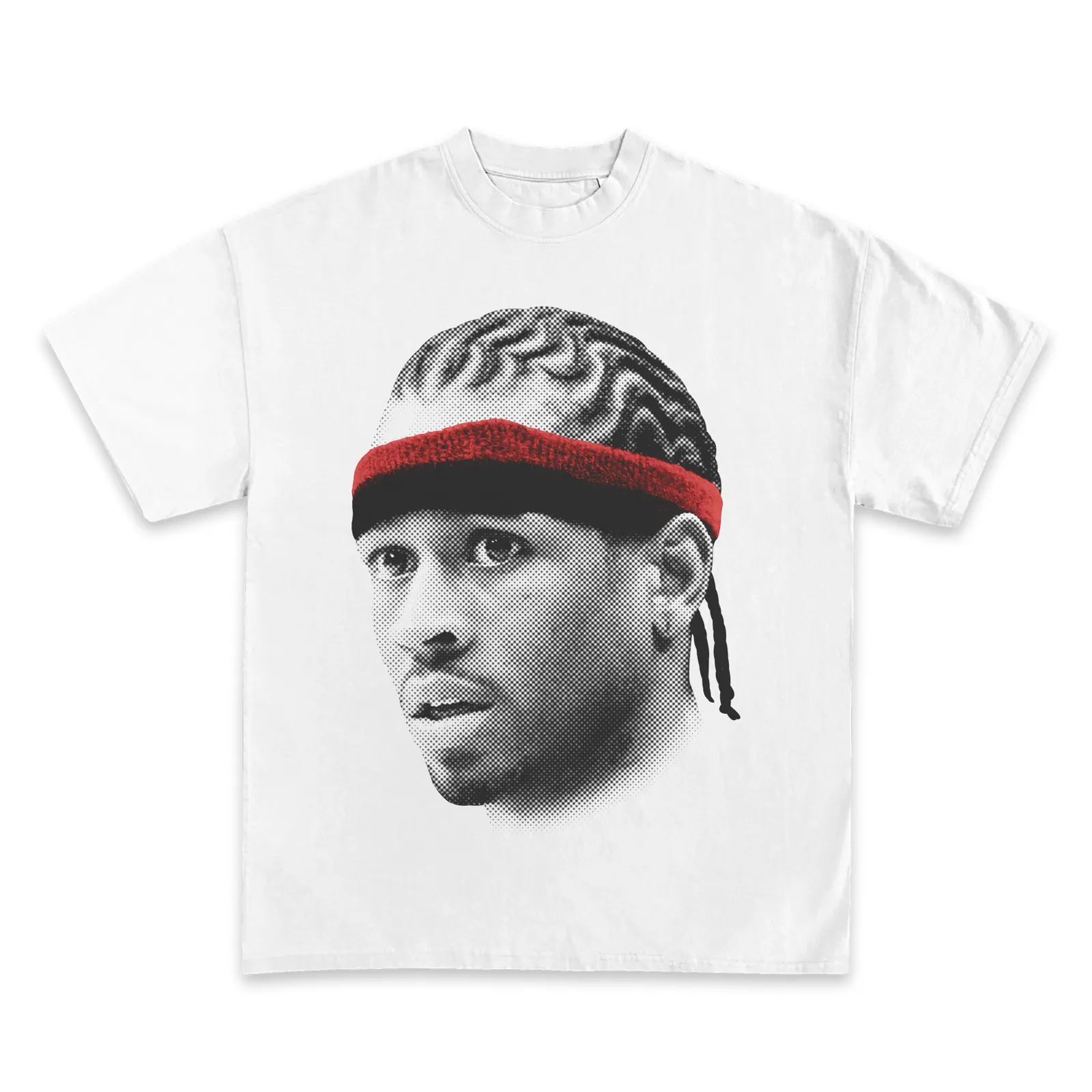 Allen Iverson Graphic T-Shirt, Hoodie and Sweatshirt, Halftone Cornrows Portrait, Retro Basketball Streetwear Tee