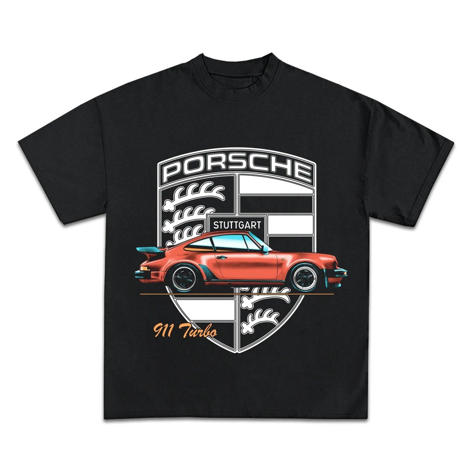 Porsche 911 Turbo Graphic Tee, Stuttgart Crest Car Streetwear Hoodie, Sweatshirt, Retro Racing Enthusiast Print