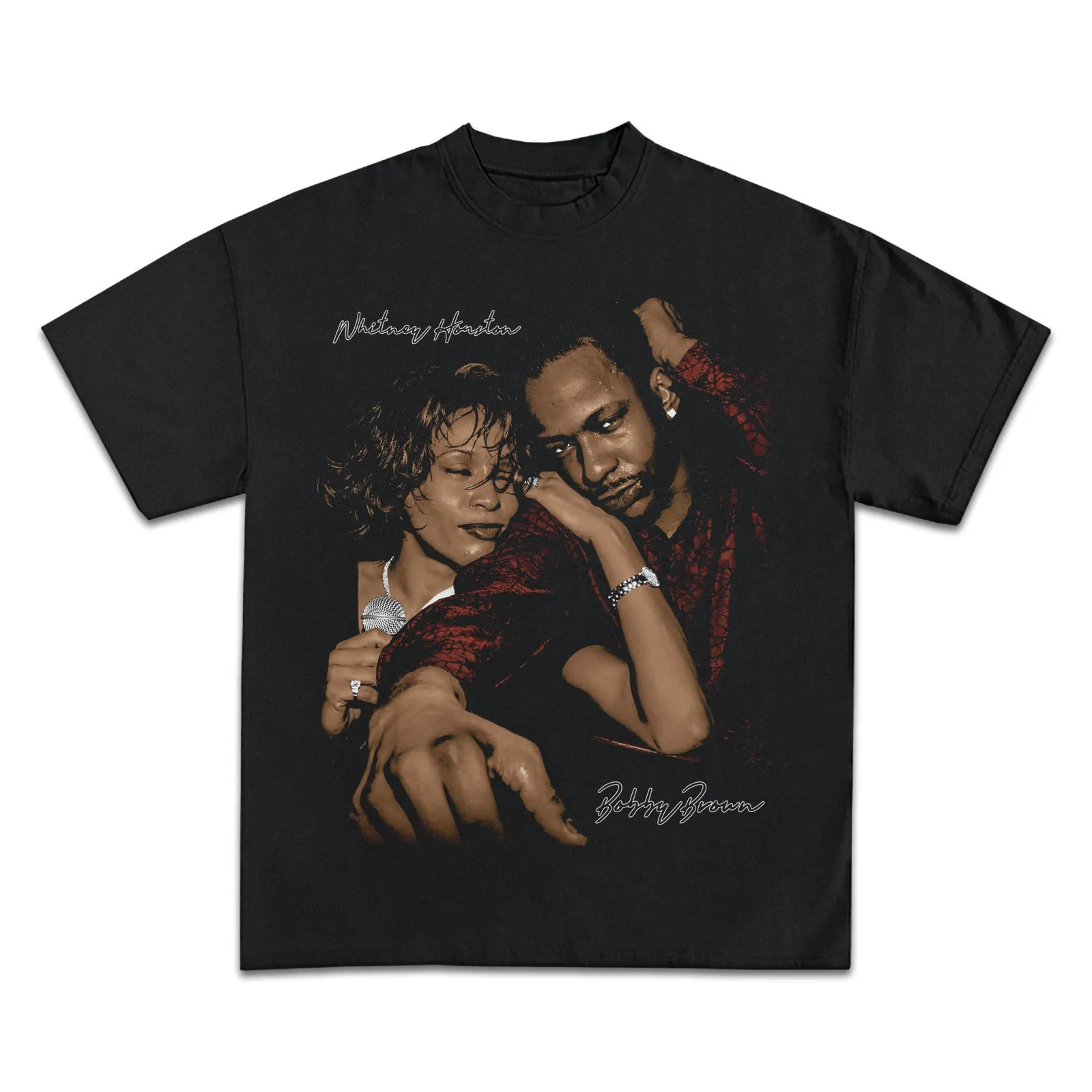 Whitney Houston Bobby Brown Graphic Tee, Vintage R&B Music Streetwear Hoodie, Sweatshirt, Retro Couple Portrait