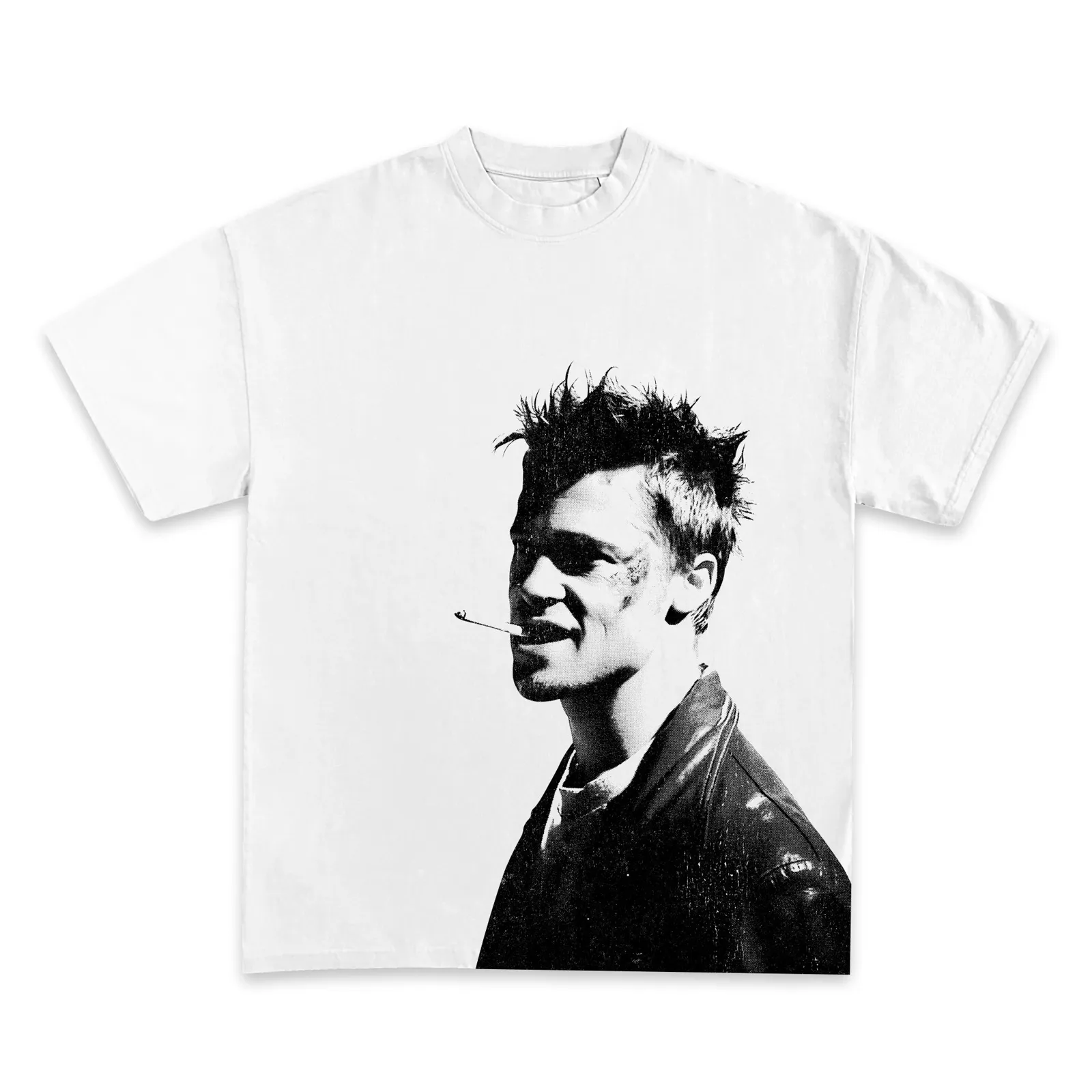 Brad Pitt Graphic Tee, Hoodie, Sweatshirt, Black and White Cigarette Portrait Cult Film Streetwear Oversized Unisex Fit