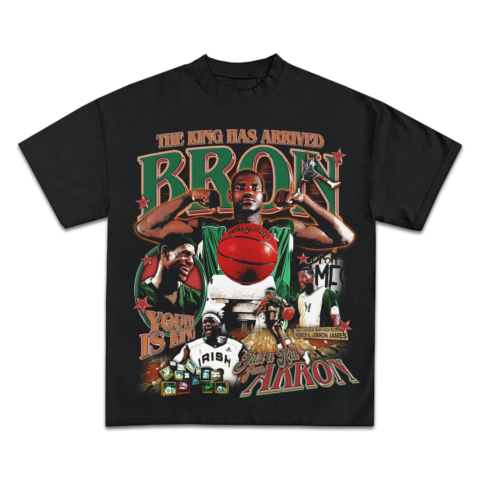 Lebron James King Of Akron Graphic T-Shirt, Bron The Chosen One Basketball Bootleg Tee, Hoodie, Sweatshirt, Vintage NBA Streetwear