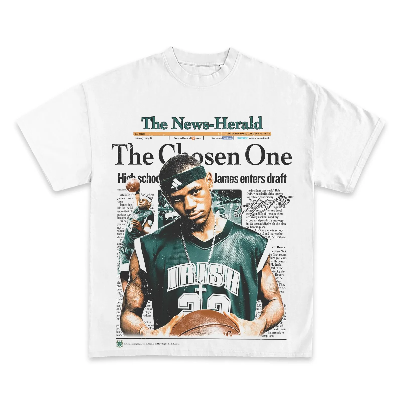 2002 LeBron James The Chosen One Graphic T-Shirt, Hoodie and Sweatshirt, Newspaper Cover Retro Basketball Streetwear