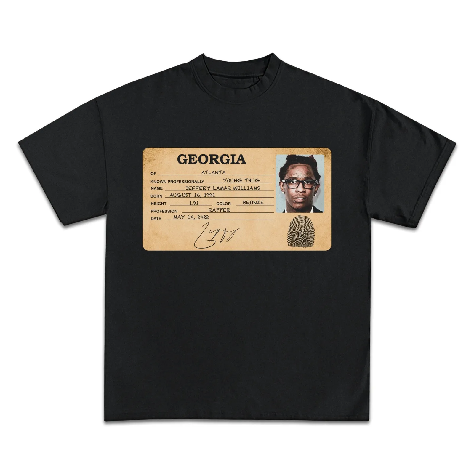 Young Thug Georgia ID Card Graphic Tee, Hoodie, Sweatshirt, Hip Hop Rapper Streetwear Oversized Design Tee Unisex Fit