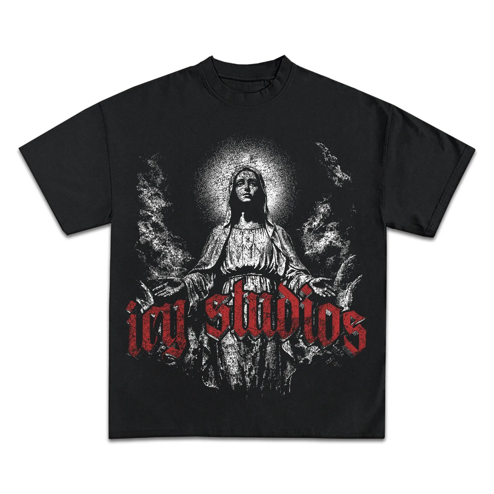 Heaven Sent Graphic Tee, Gothic Virgin Mary Statue Streetwear Hoodie, Sweatshirt, Faith Grunge Design Style Oversized