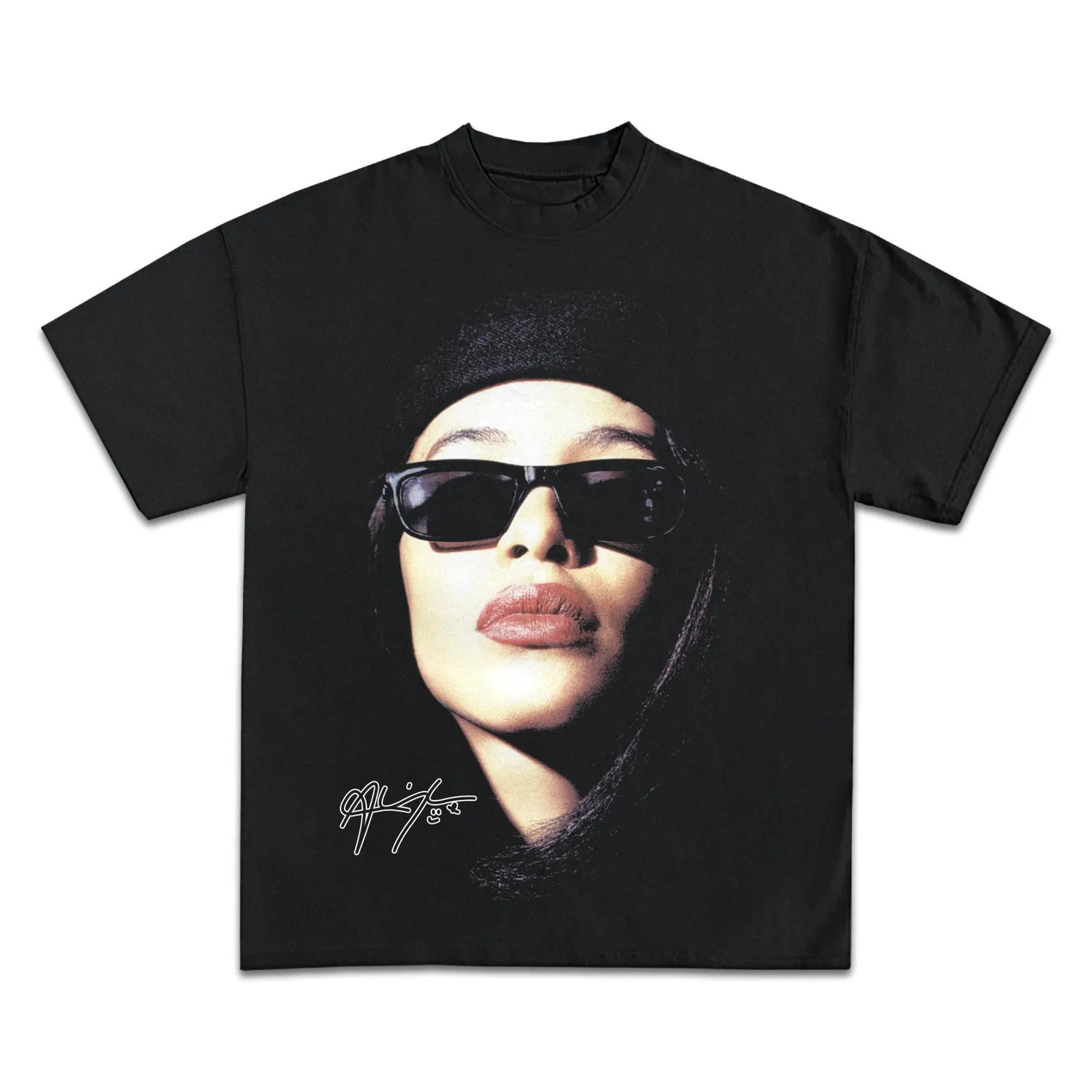 Aaliyah Graphic Tee, 90s R&B Sunglasses Portrait T-Shirt, Hoodie and Sweatshirt, Oversized Streetwear R&B Singer Tee