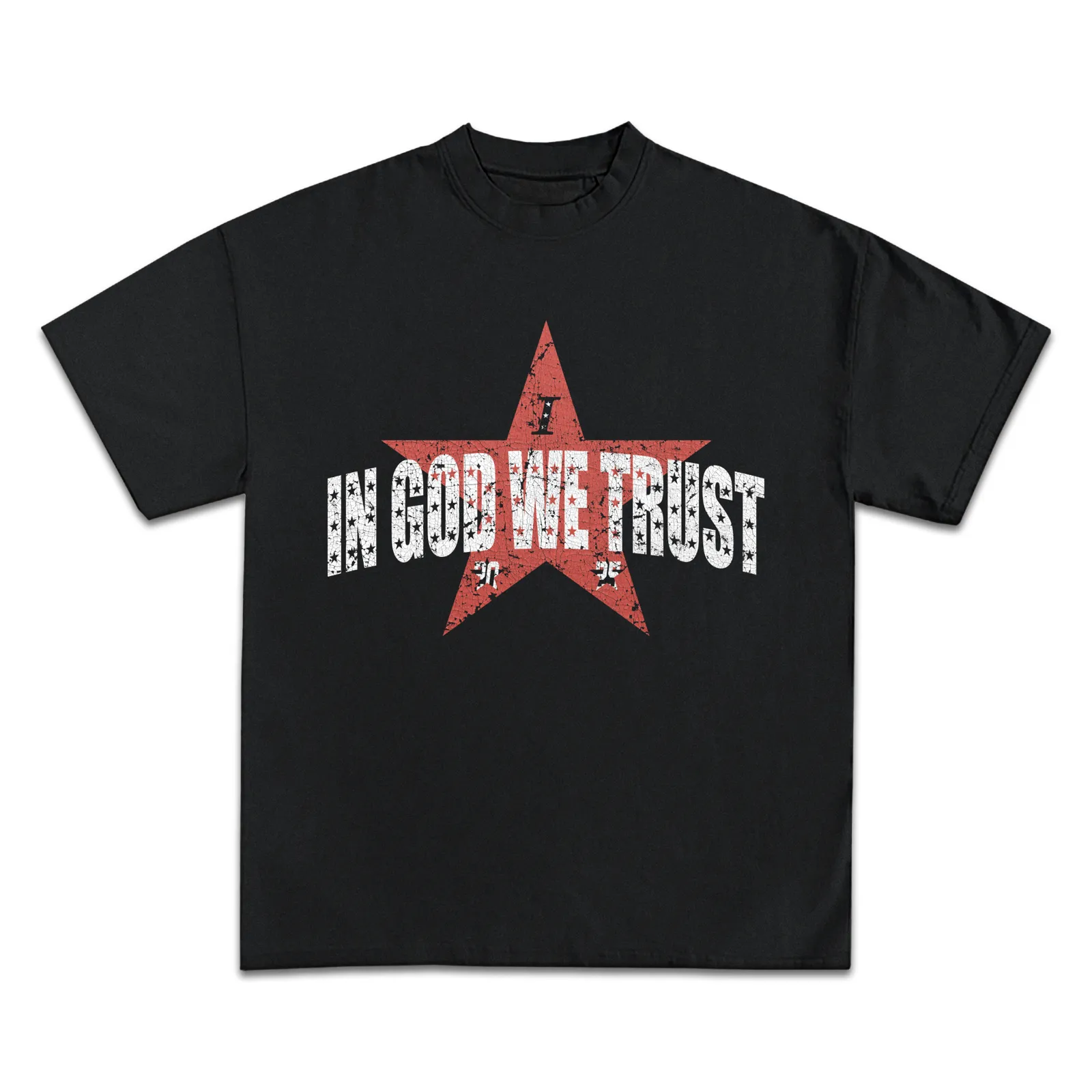 In God We Trust Graphic Tee, Hoodie, Sweatshirt, Distressed Faith Streetwear Red Star Typography Design Style Unisex Fit