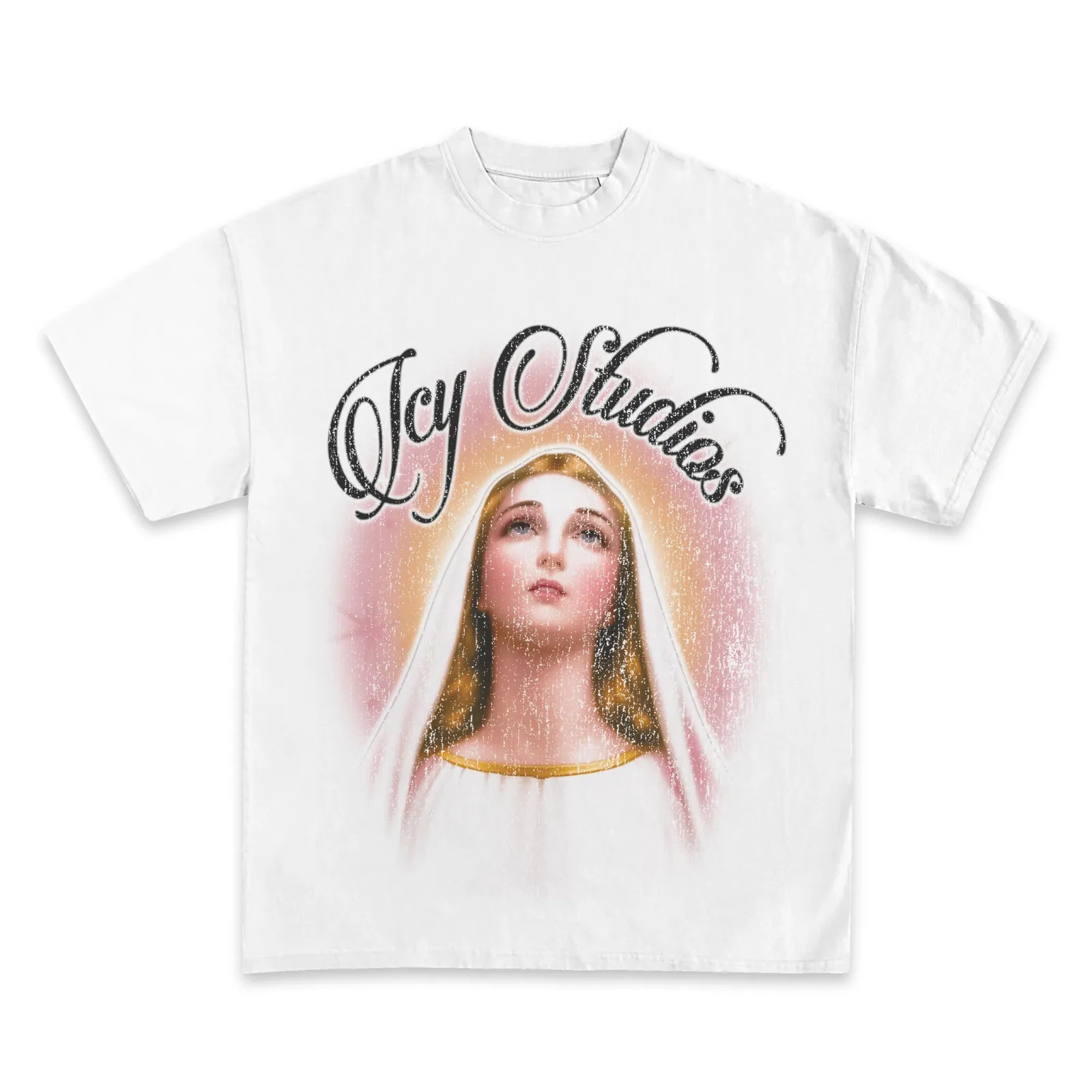 Virgin Mary Graphic T-Shirt, Our Lady Portrait Airbrush Style Tee, Hoodie, Sweatshirt, Vintage Religious Streetwear Oversized
