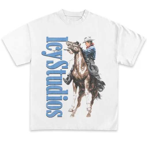 Western Cowboy Graphic T-Shirt, Hoodie, Sweatshirt, Vertical Studios Lettering Horse Rider Vintage Streetwear Oversized Tee