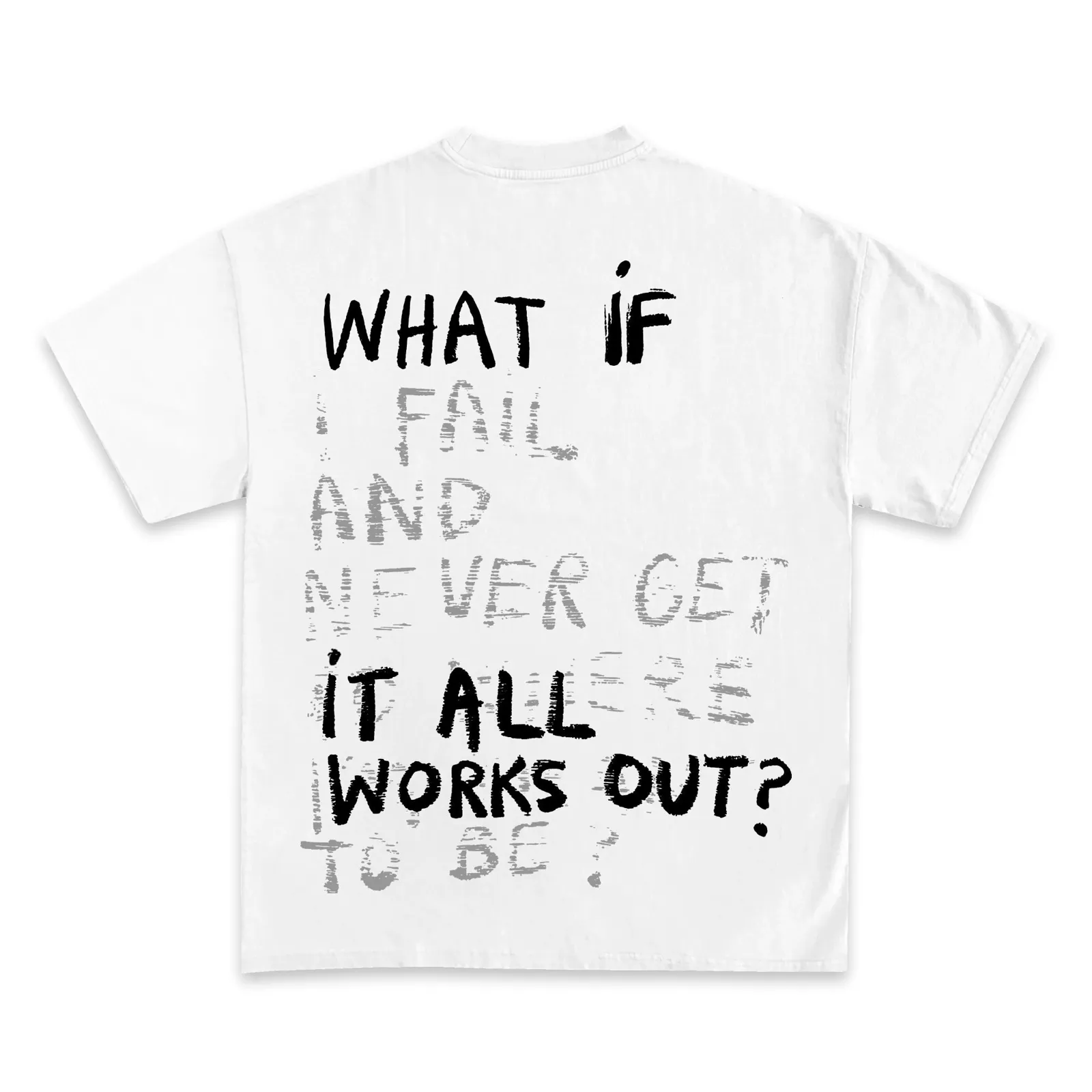 What If I Fail Graphic T-Shirt, Hoodie, Sweatshirt, Motivational Quote Back Print Streetwear Oversized Tee Shirt
