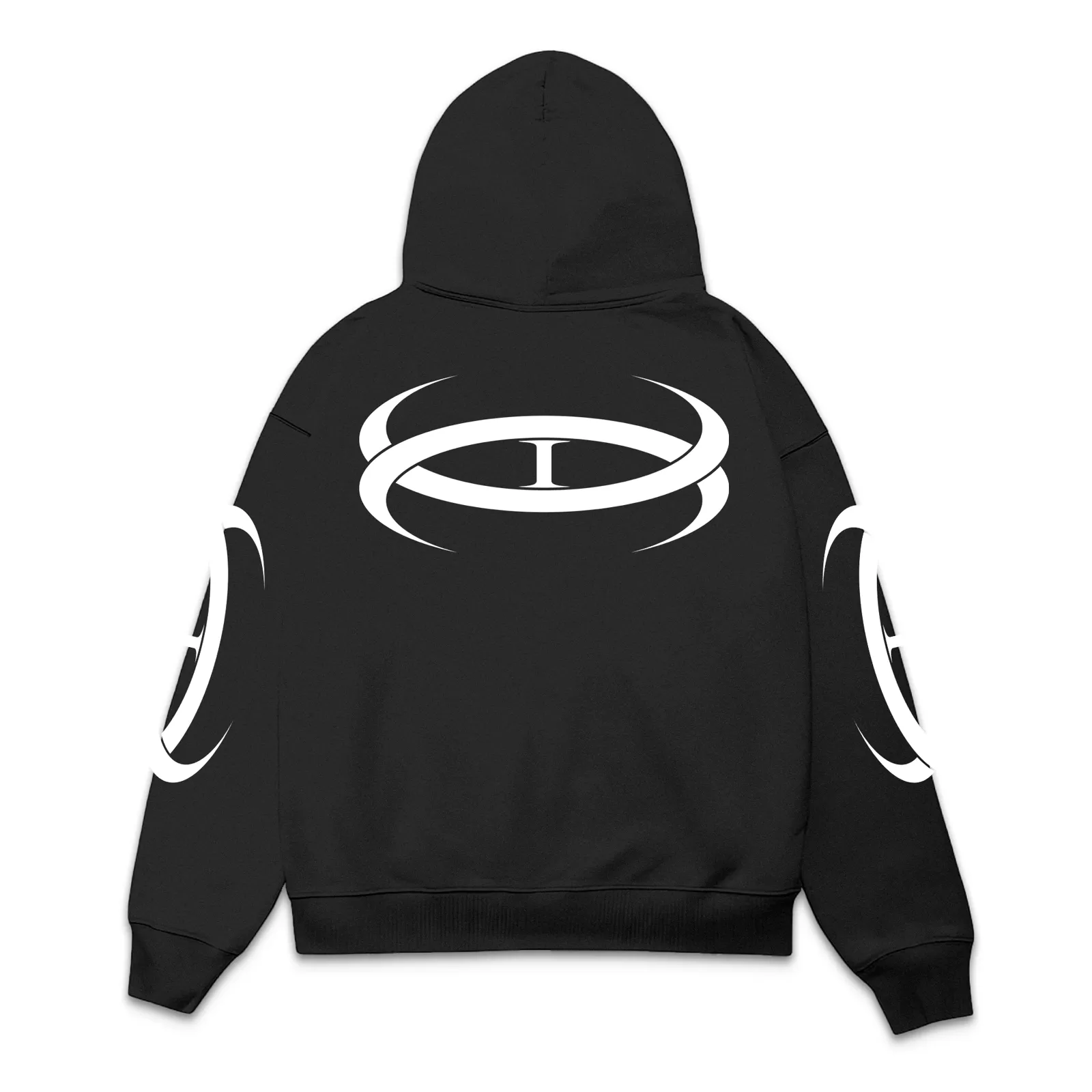 Studios Signature Zip Hoodie, Full-Zip Graphic Hoodie, Oversized Ring Logo Back and Sleeve Print, Streetwear Sweatshirt