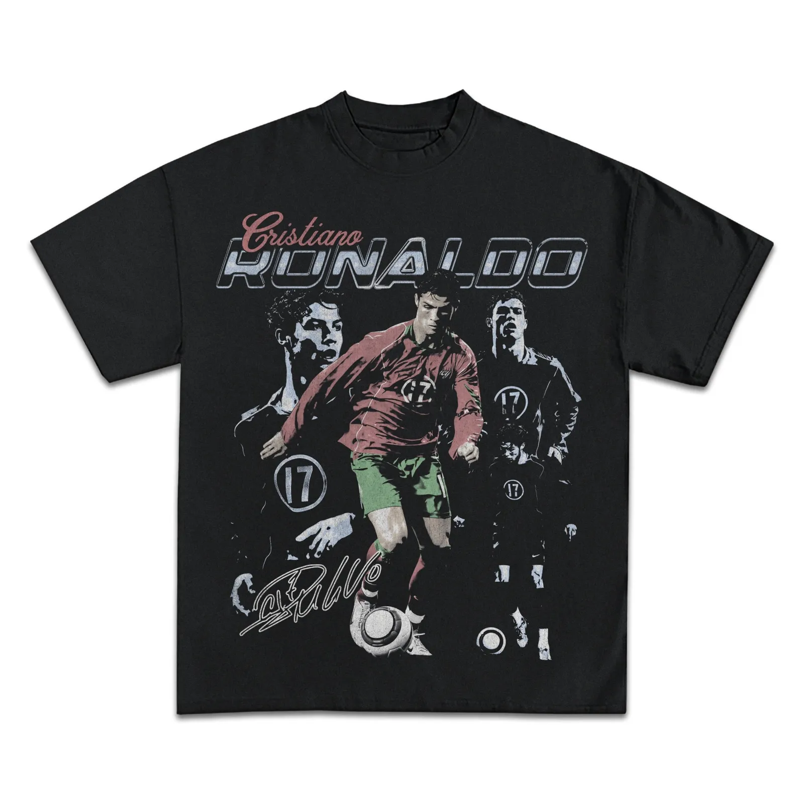 Cristiano Ronaldo Graphic Tee, Soccer Legend Number 17 Collage T-Shirt, Hoodie and Sweatshirt, Vintage Football Streetwear
