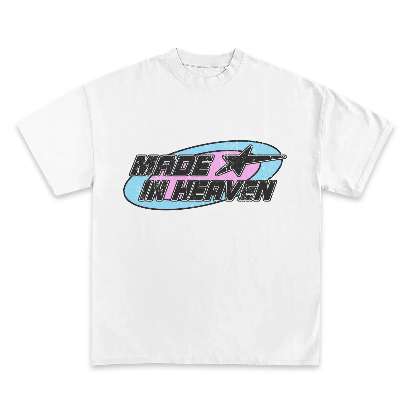 Made in Heaven Graphic Tee, Hoodie, Sweatshirt, Y2K Retro Racing Logo Streetwear Distressed Pastel Design Tee Unisex Fit