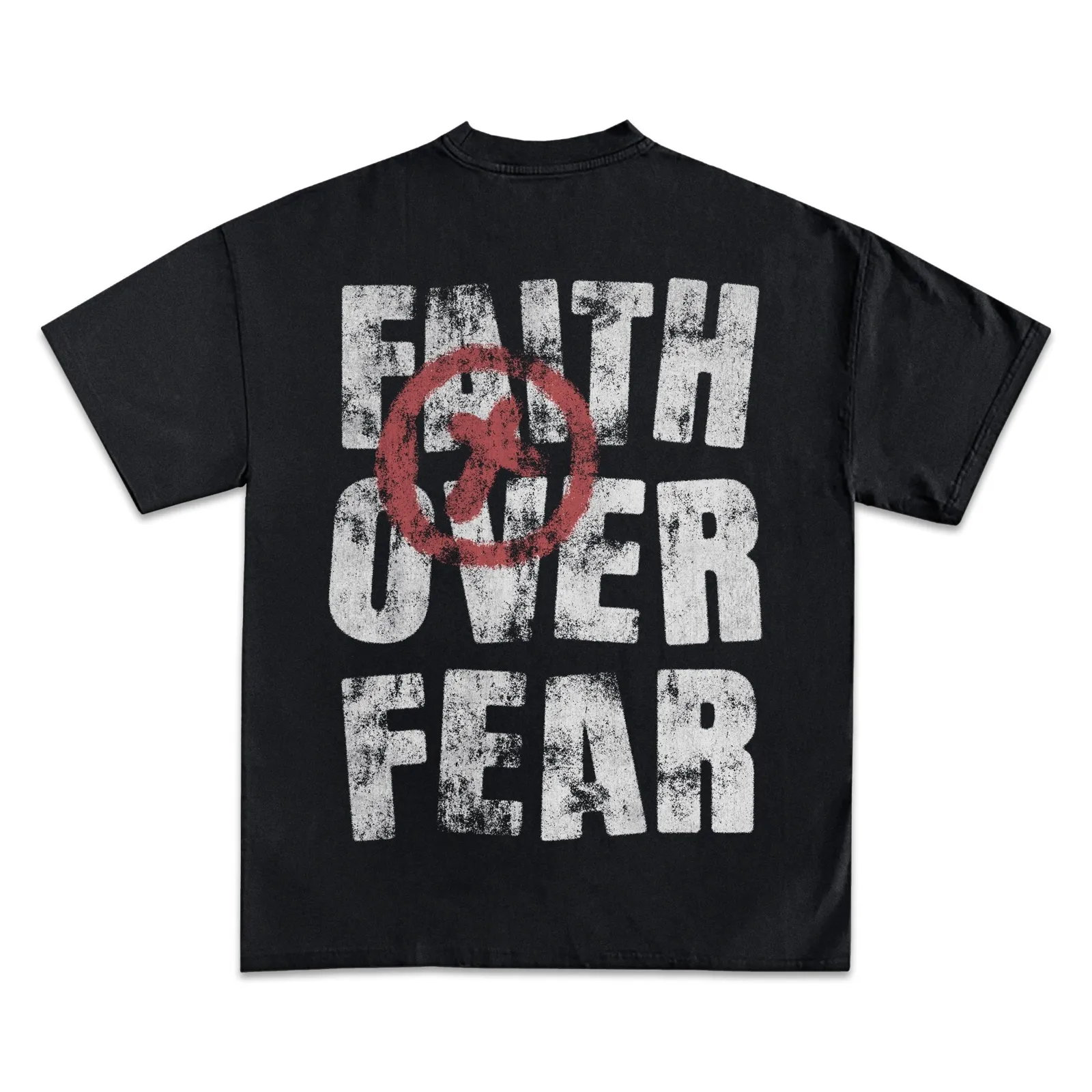 Faith Over Fear Graphic T-Shirt, Distressed Cross Christian Tee, Hoodie and Sweatshirt, Streetwear Statement Shirt