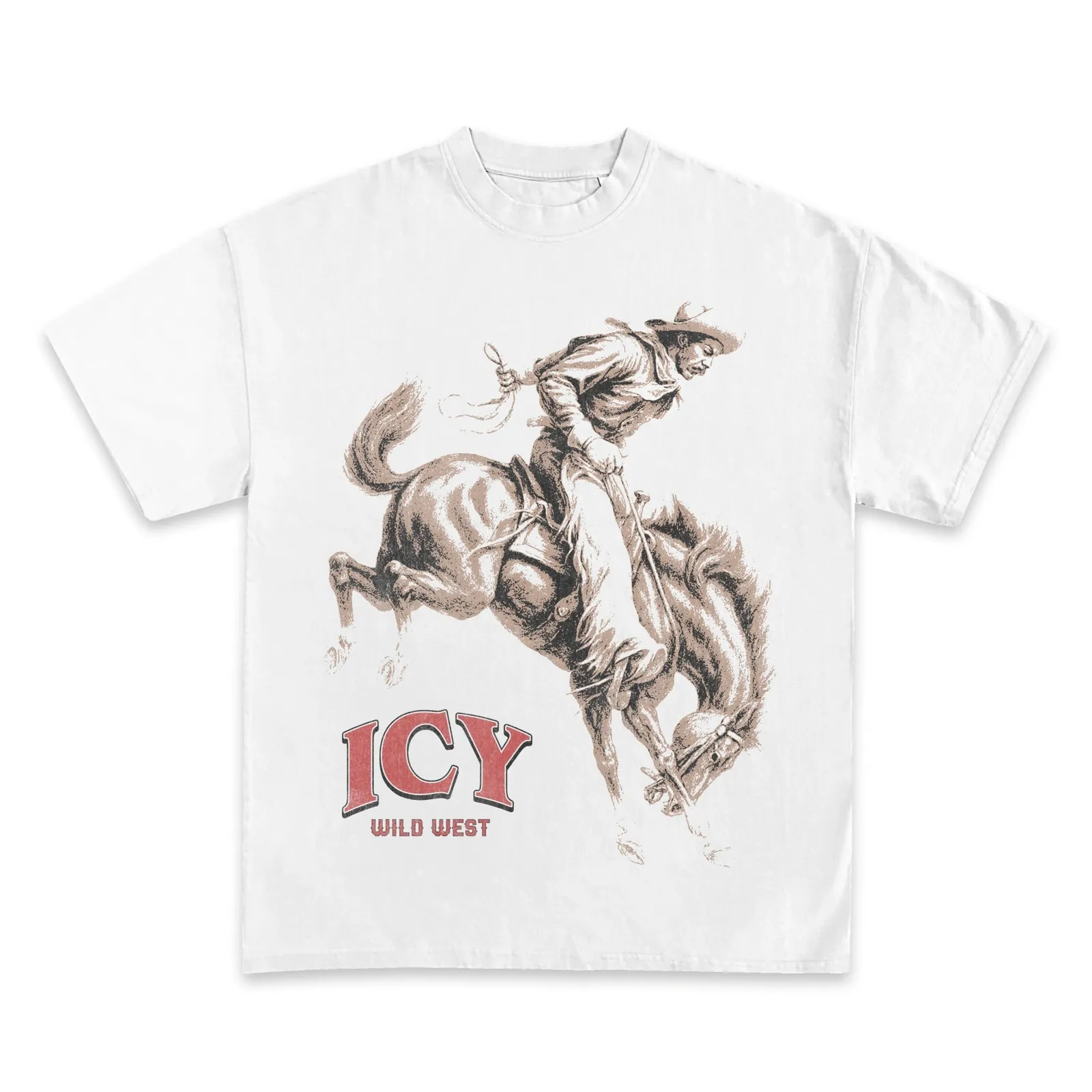 Cowboy Wild West Graphic T-Shirt, Hoodie, Sweatshirt, Bucking Bronco Rider Vintage Rodeo Western Streetwear Oversized Tee