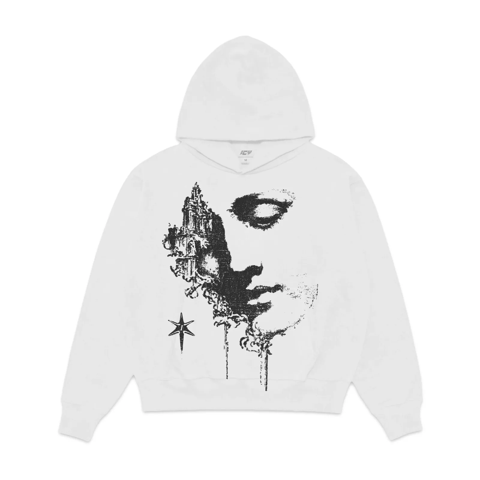 Abstract Face Graphic Hoodie, Sweatshirt, T-Shirt, Classical Statue Gothic Cathedral Art, Streetwear Oversized Pullover