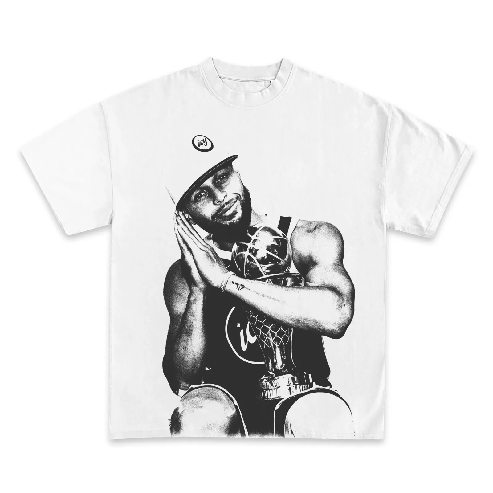 Steph Curry Trophy Graphic Tee, Basketball Champion Black And White Photo T-Shirt, Hoodie and Sweatshirt, NBA Streetwear