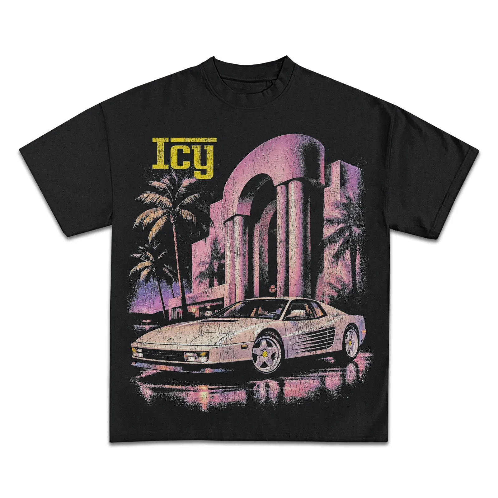 Vintage Ferrari Racing Graphic Shirt, Retro Miami Sports Car Palm Trees Tee, Hoodie, Sweatshirt, 80s Streetwear Oversized