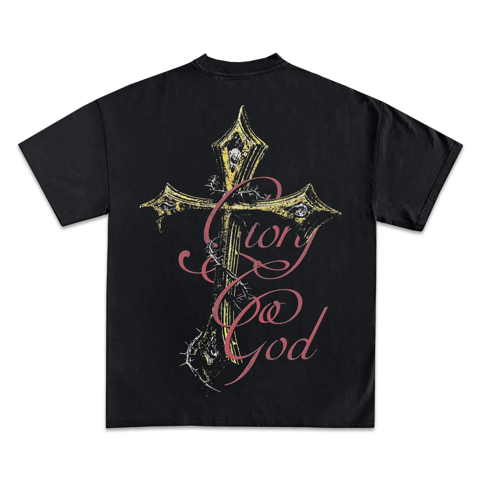 Glory To God Cross Graphic Tee, Hoodie, Sweatshirt, Christian Faith Gothic Cross Streetwear Oversized Back Print Shirt