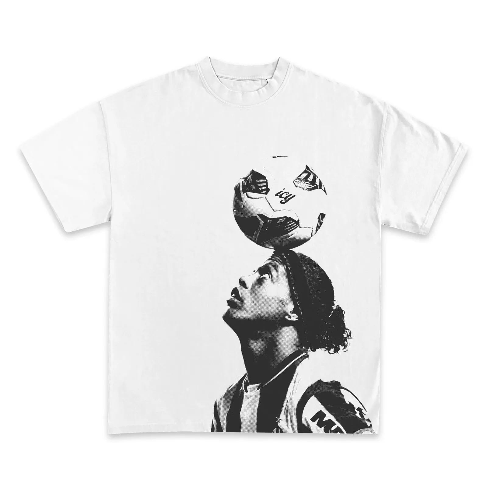 Ronaldinho The Wizard Graphic Tee, Soccer Streetwear Hoodie, Sweatshirt, Black And White Football Photo Print Style