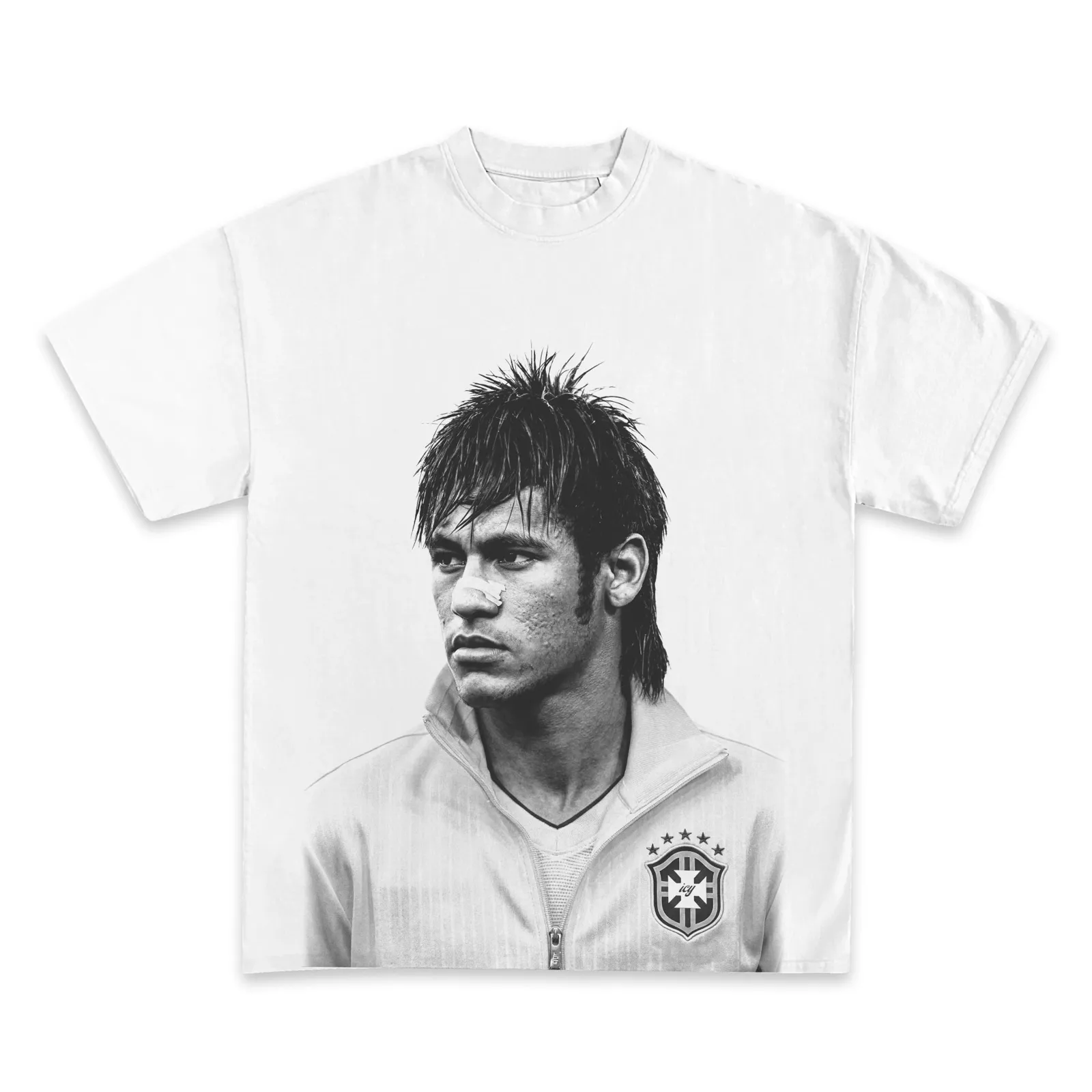Neymar Brazil Graphic T-Shirt, Hoodie, Sweatshirt, Black and White Portrait Soccer Football Fan Streetwear Gift Idea
