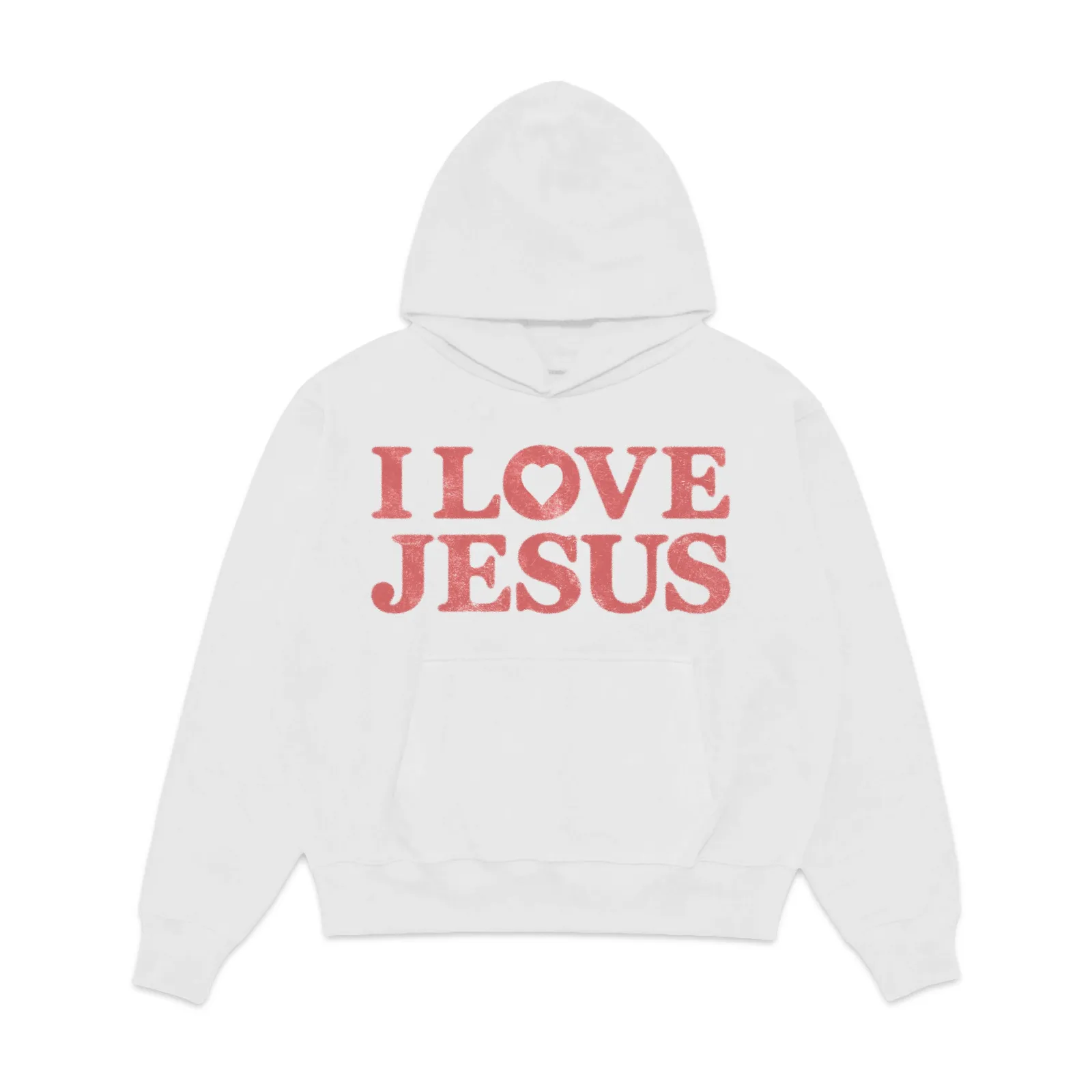 I Love Jesus Graphic Hoodie, Distressed Red Block Lettering With Heart, Christian Streetwear Sweatshirt, Graphic Tee Design