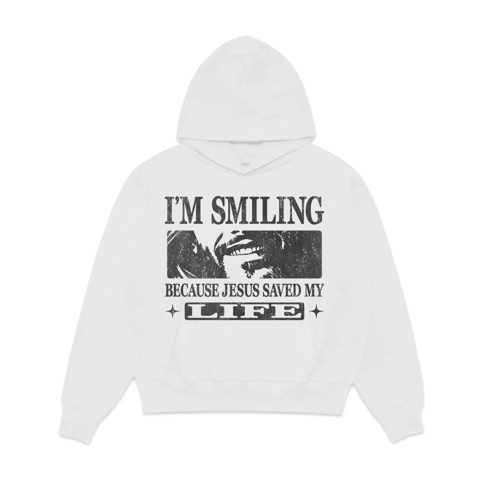 Jesus Saved My Life Graphic Hoodie, Im Smiling Because Jesus Saved My Life, Faith Tee, Sweatshirt Streetwear Vintage Distressed