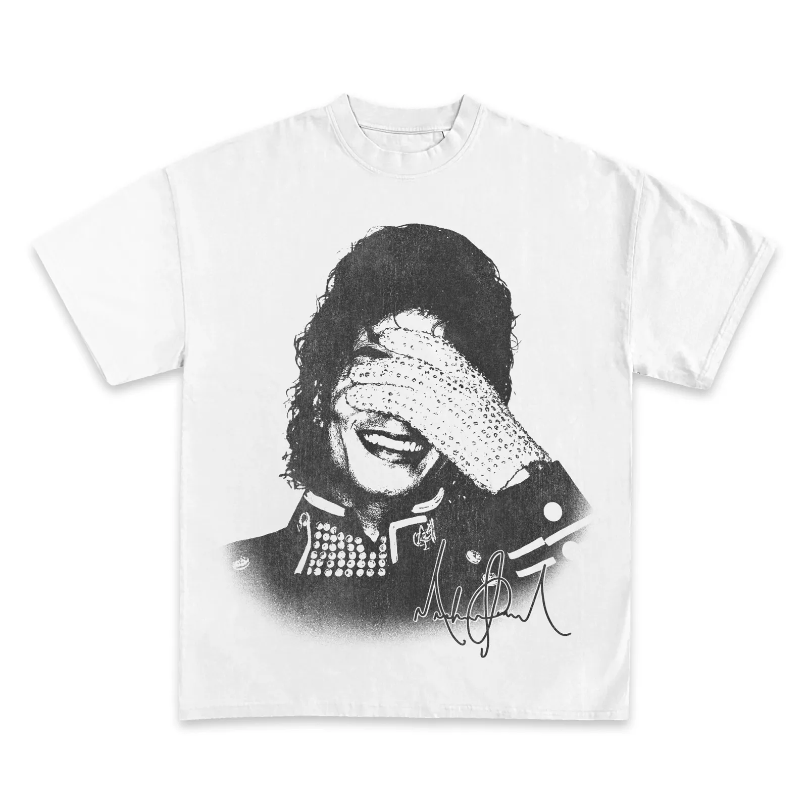 Michael Jackson Monochrome Graphic T-Shirt Hoodie Sweatshirt, Sequin Glove Laughing Portrait, Vintage Pop Icon Music Tee
