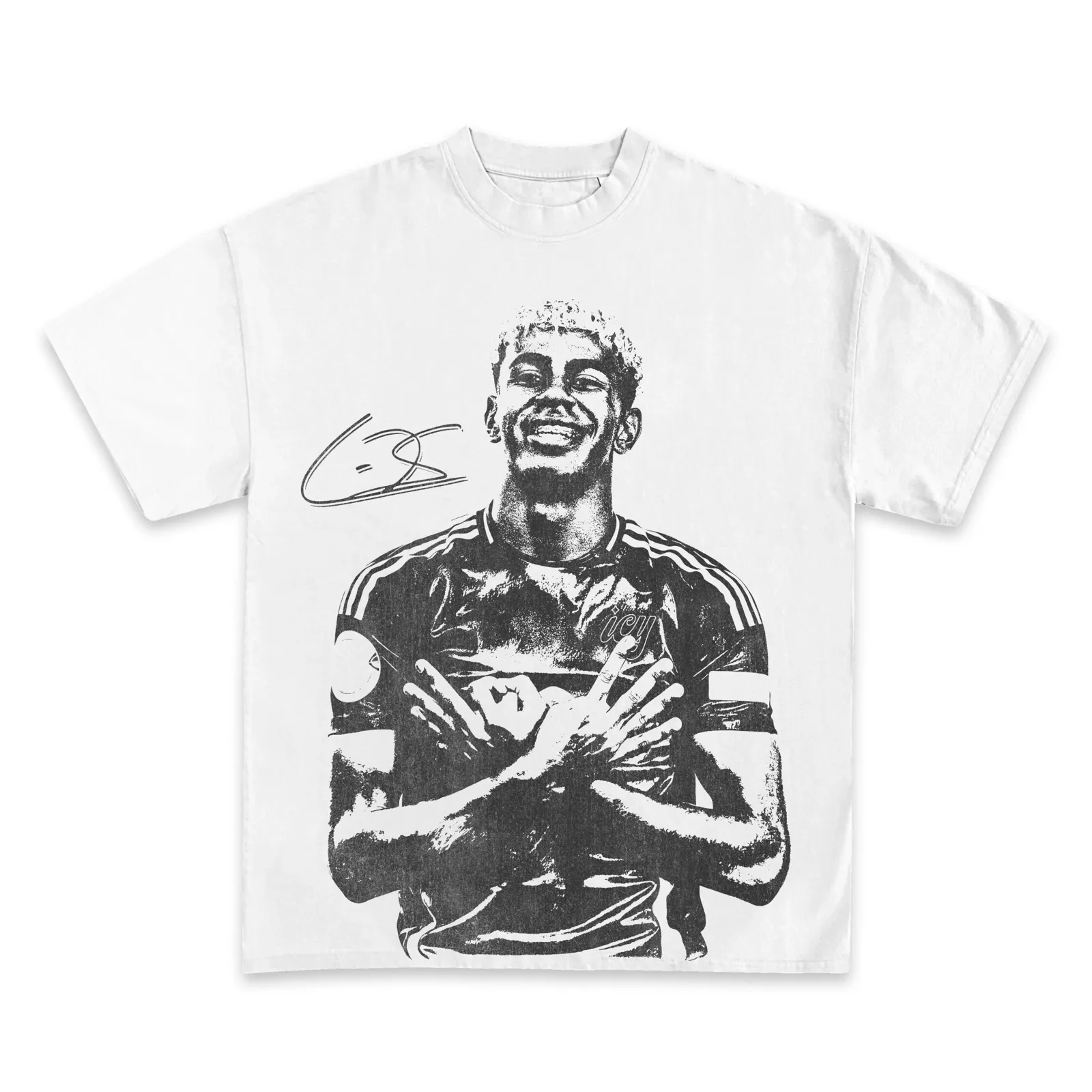 Lamine Yamal Graphic T-Shirt, Hoodie, Sweatshirt, Black and White Soccer Portrait Signature Football Fan Streetwear