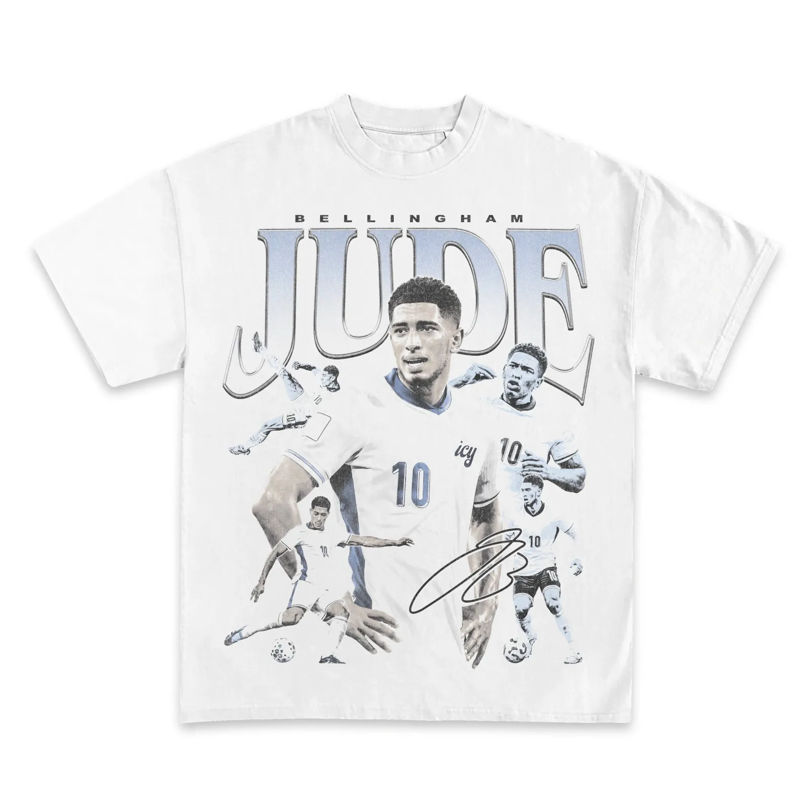 Jude Bellingham Graphic T-Shirt Hoodie Sweatshirt, England Number 10 Soccer Collage With Signature, Football Streetwear Tee