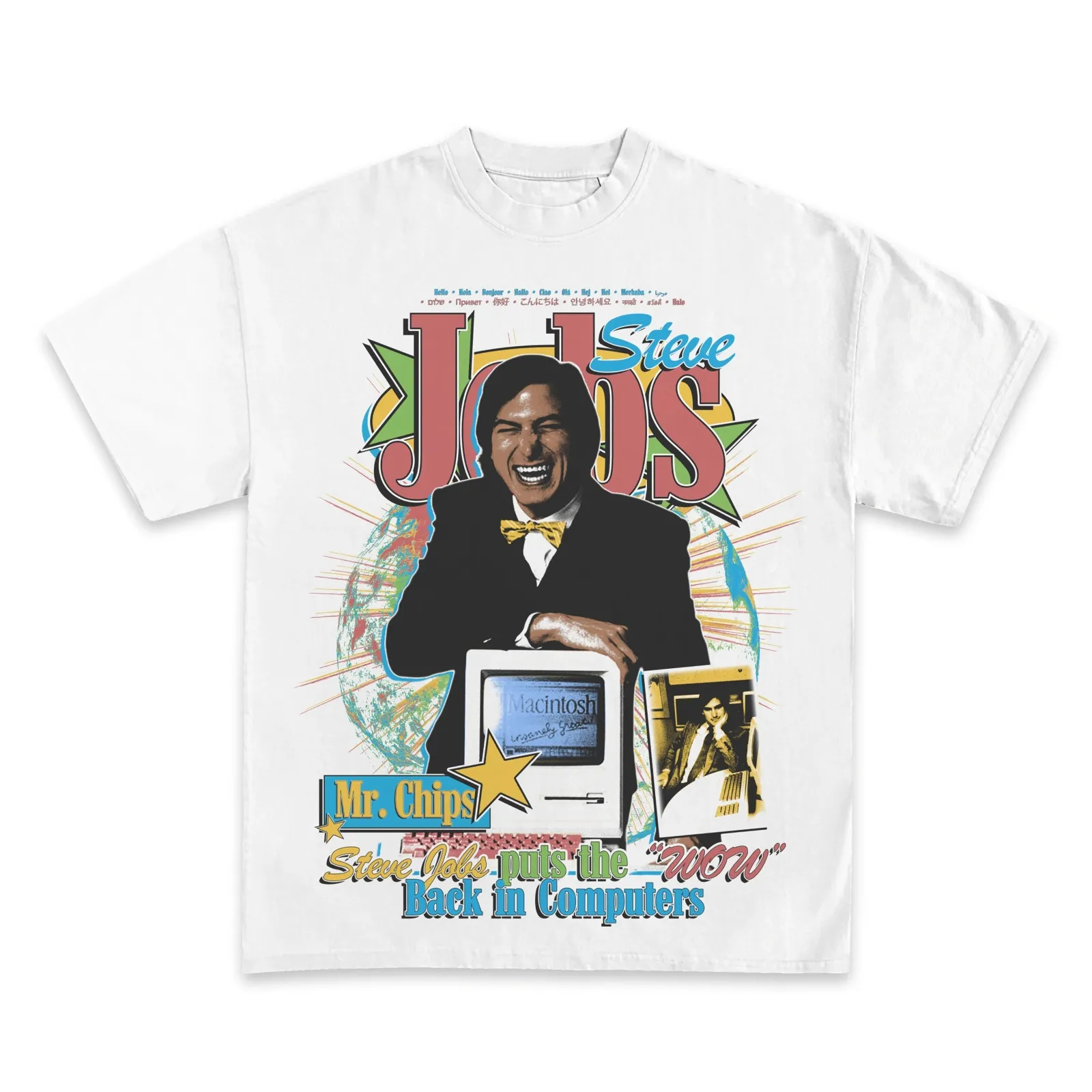 Steve Jobs Vintage Graphic T-Shirt, Mr. Chips Retro 90s Style Computer Tee, Hoodie, Sweatshirt Streetwear Bootleg Rap Style