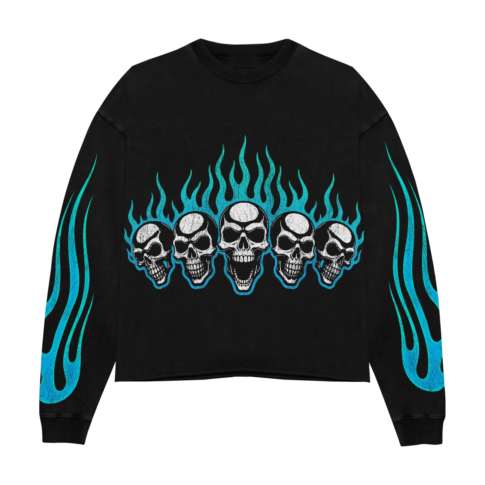 My Honor Graphic Long Sleeve Tee, Skull Flames Hoodie, Sweatshirt, Streetwear Biker Gothic Flame Print Shirt Vintage