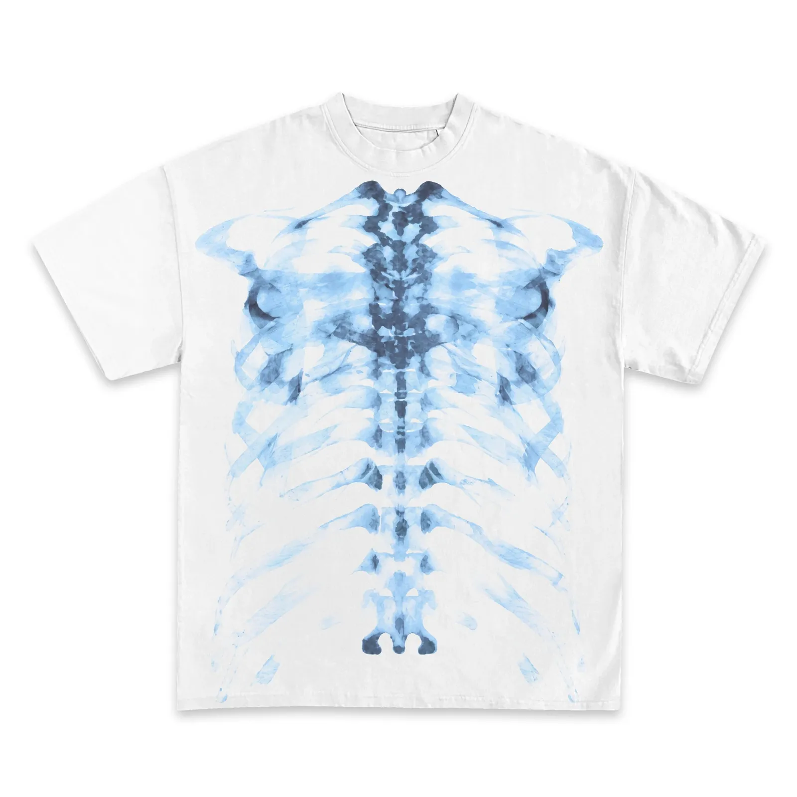 Exposed Graphic T-Shirt, Blue Watercolor X-Ray Ribcage Streetwear Tee, Skeleton Hoodie, Sweatshirt Design Oversized Fit