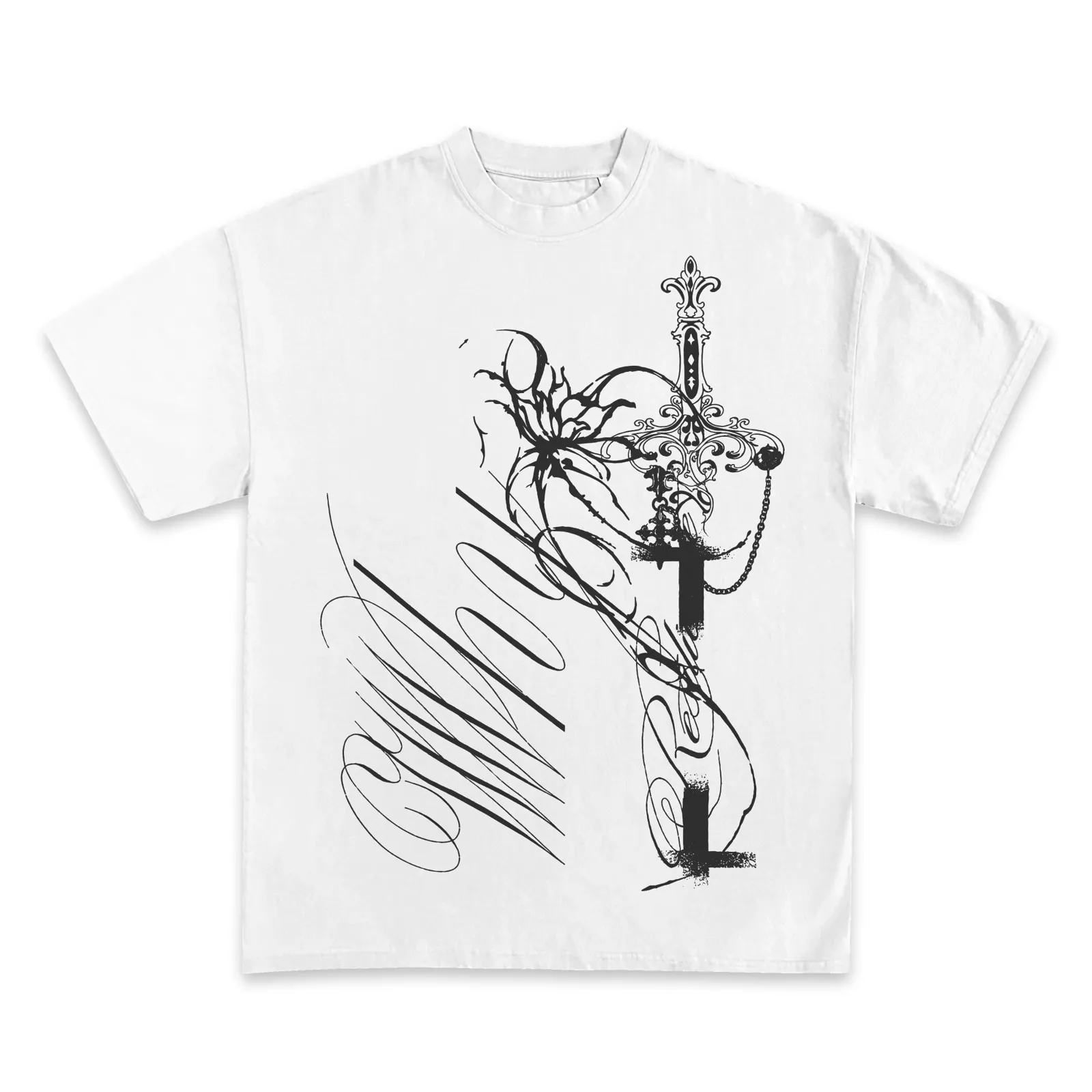 Why Graphic T-Shirt, Gothic Script And Ornate Cross Art Streetwear Tee, Hoodie, Sweatshirt Tattoo Style Design