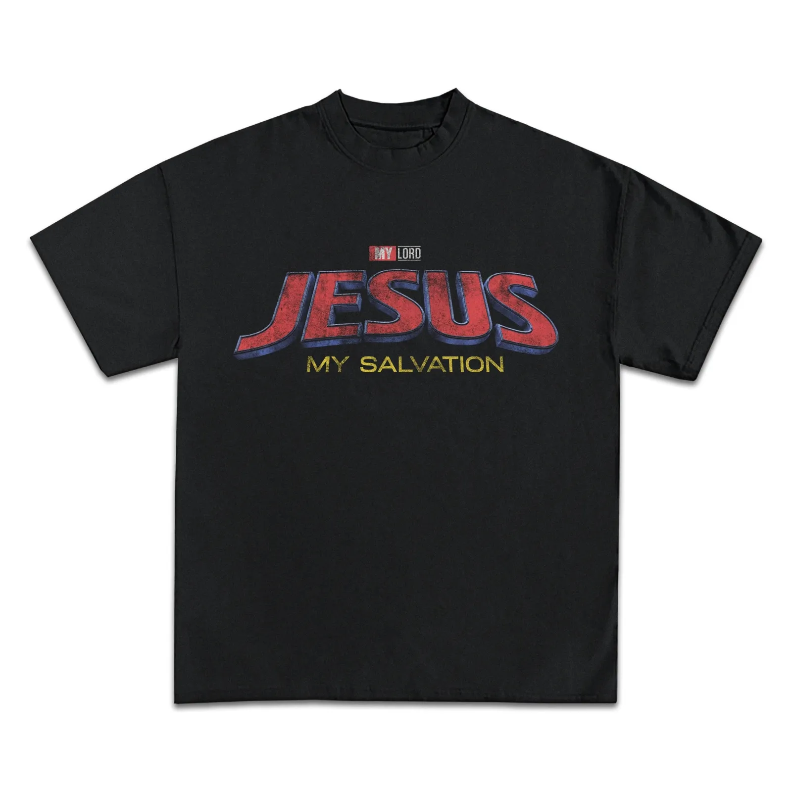 Jesus My Salvation Graphic T-Shirt, Movie Logo Parody Faith Tee, Hoodie, Sweatshirt Christian Streetwear Vintage Washed Look