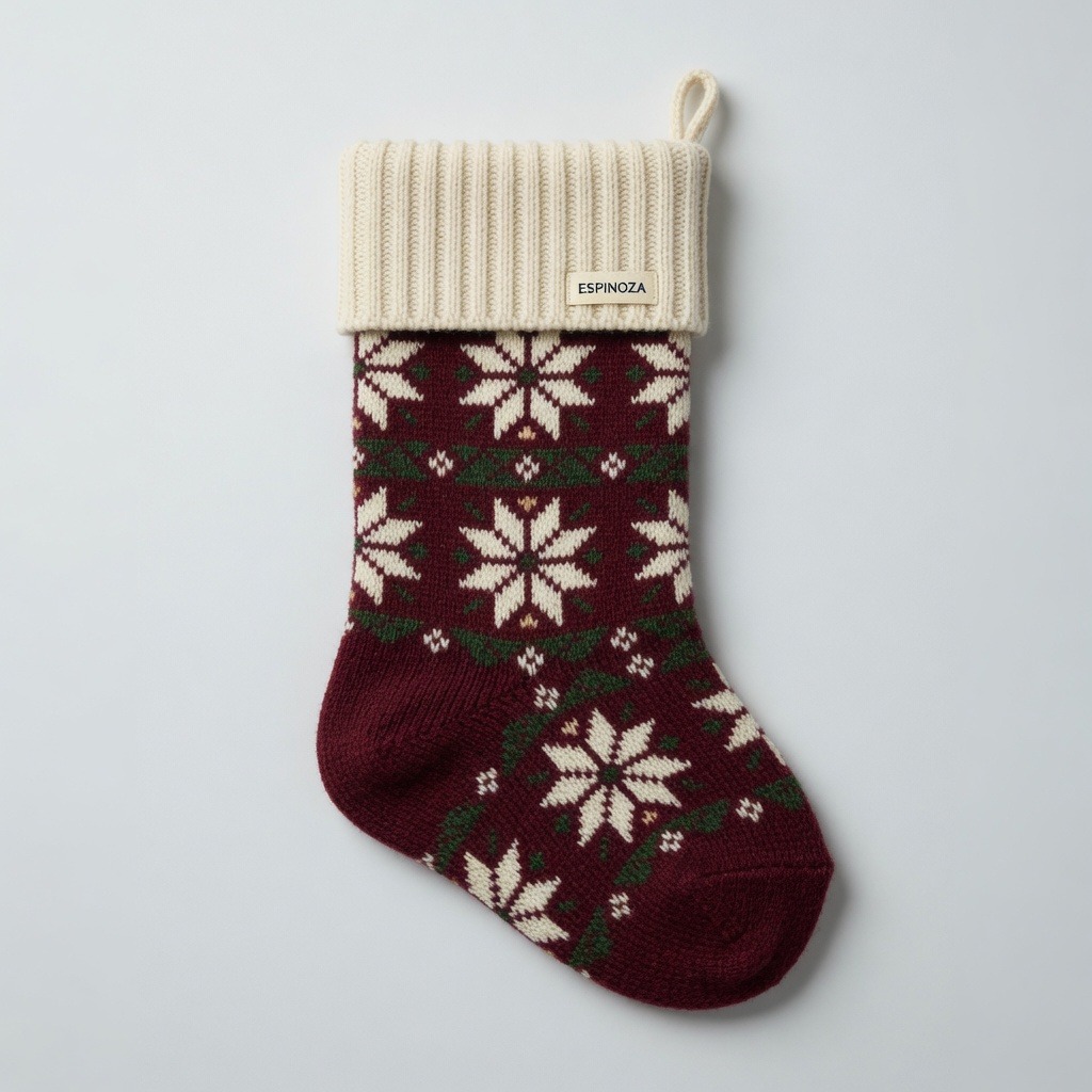 Knitted Christmas Stocking — Burgundy