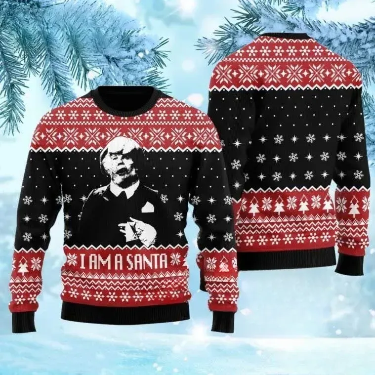 The Elephant Man I Am A Santa Ugly Christmas Sweater, Funny Movie Quote Holiday Sweater, Unisex All Over Print Xmas Sweatshirt