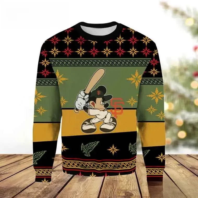 San Francisco Giants Mickey Mouse Ugly Christmas Sweater, SF Giants Baseball Holiday Sweatshirt, Unisex All Over Print Xmas Jumper