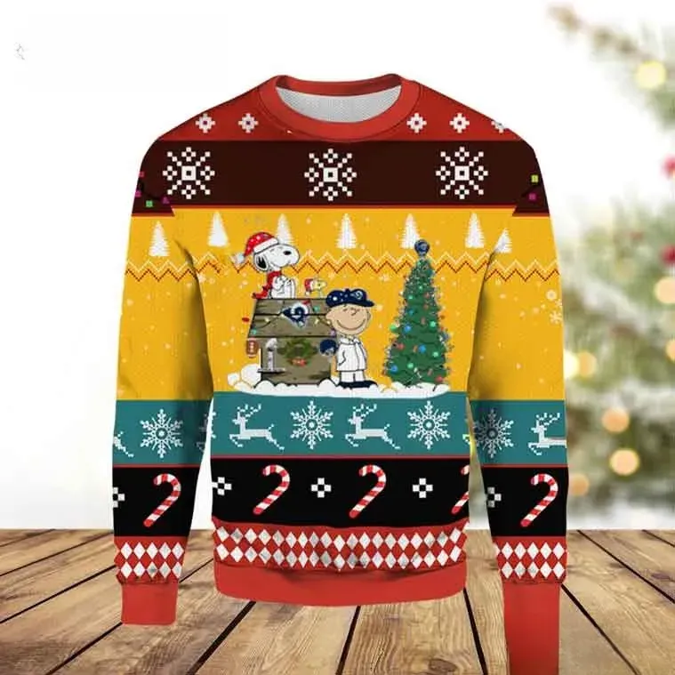 Los Angeles Rams Snoopy The Peanuts Ugly Christmas Sweater, Charlie Brown Football Holiday Sweater, Rams Fan Xmas Sweatshirt