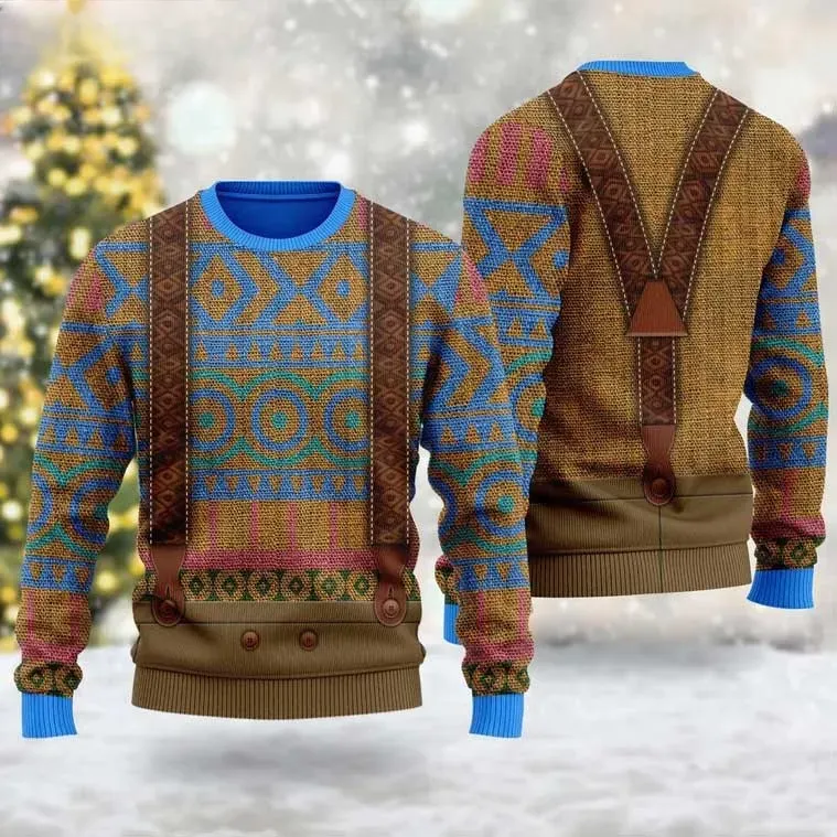 Wandering Oaken Frozen Ugly Christmas Costume Sweater, Disney Movie Holiday Sweater, Unisex All Over Print Xmas Sweatshirt for Fans