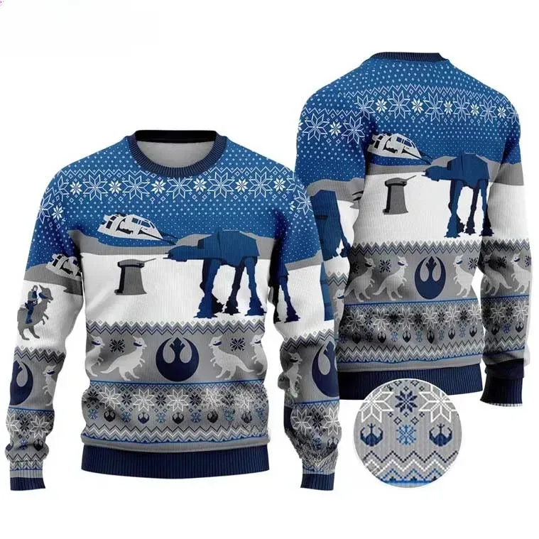 Star Wars AT-AT Walker Ugly Christmas Sweater, Hoth Rebel Alliance Holiday Sweater, Tauntaun Snowspeeder Xmas Sweatshirt, Unisex