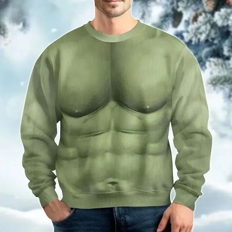 The Incredible Hulk Cosplay Ugly Christmas Sweater, Green Muscle Costume Halloween Sweater, Funny Marvel Unisex Xmas Sweatshirt